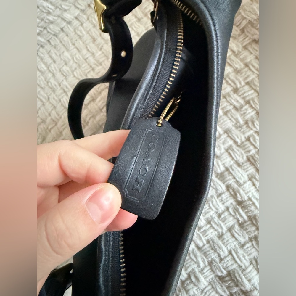 Vintage Old Coach Legacy Hobo Black Glove tan Leather - Picture 12 of 13